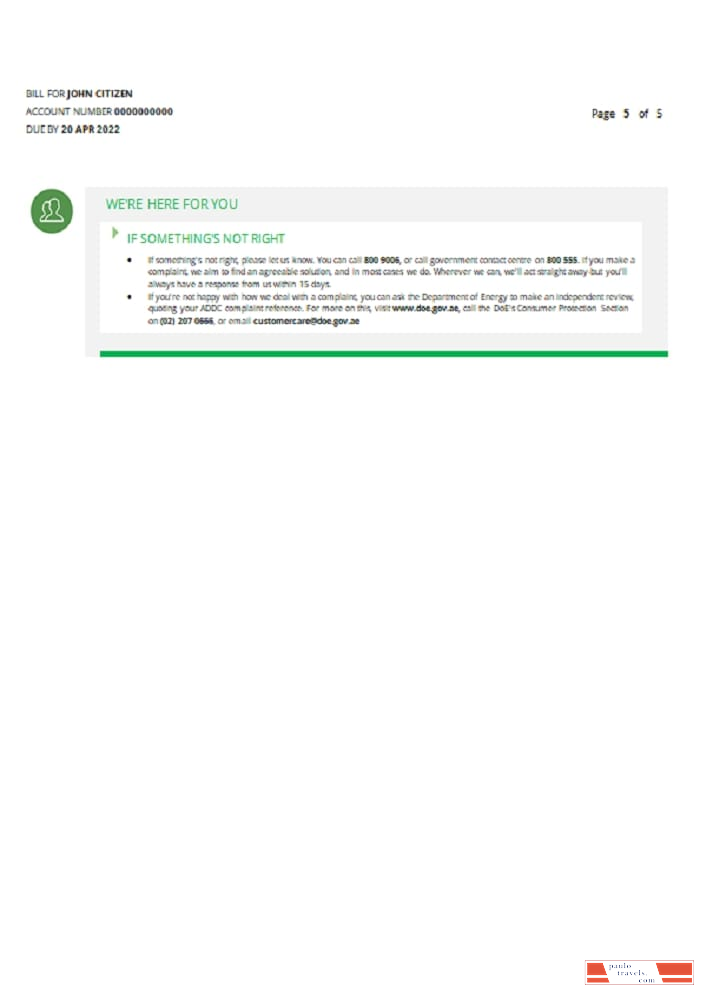 UAE Sharjah Al Ain Distribution Co. Word and PDF utility bill template (5 pages) 5